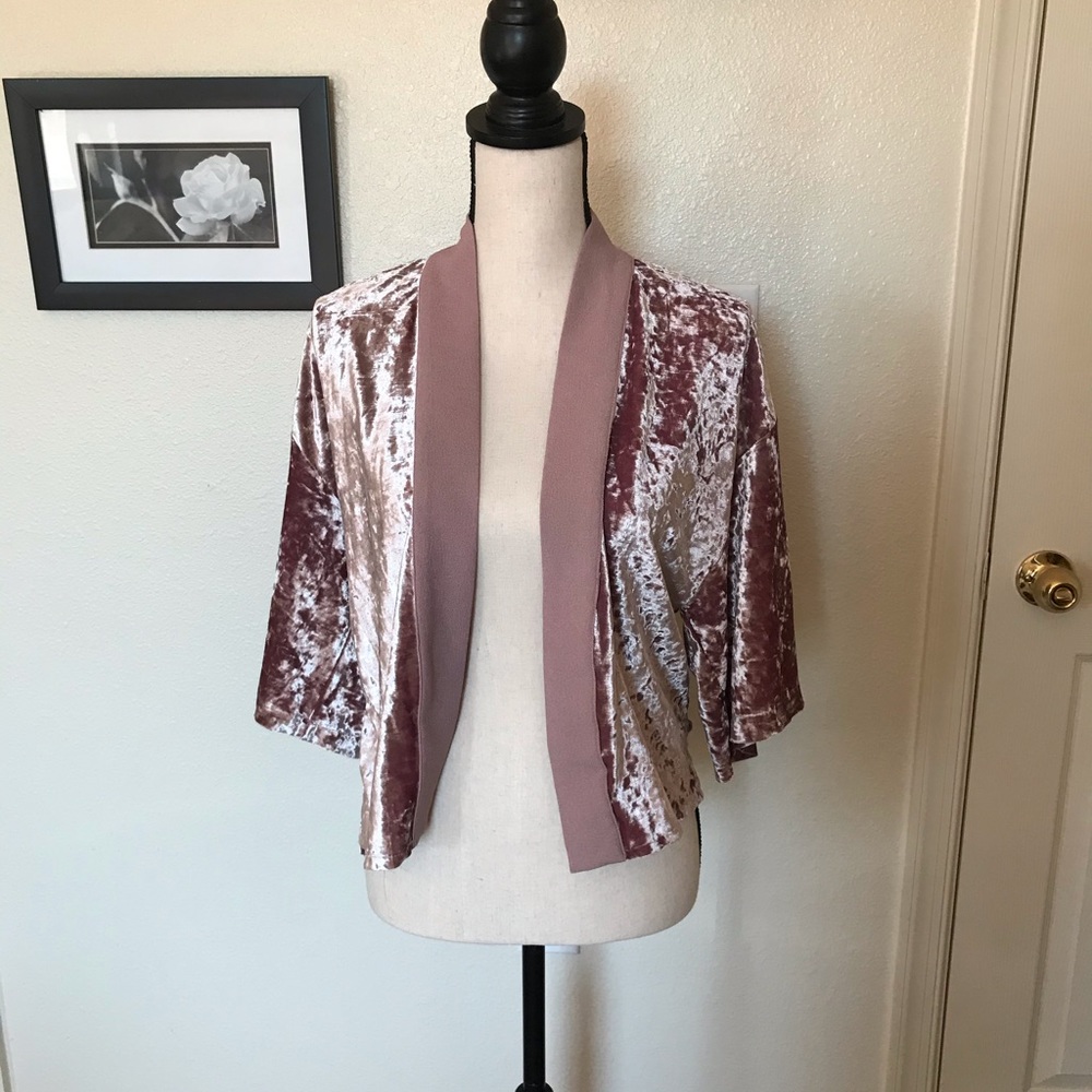 Zara Crushed Velvet Short Kimono